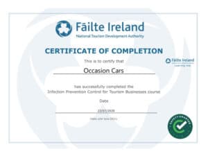 Failte Ireland Infection Prevention Control Cert Occasion Cars