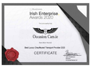 Irish Enterprise Awards 2020 Best Luxury Chauffeured Transport Provider